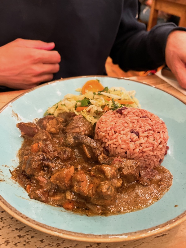 Jamaican food - curried goat.