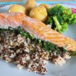 Slow roast salmon with lemon vinaigrette.