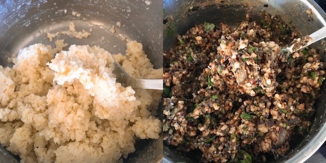 Making of veggie burger using spiced millet.