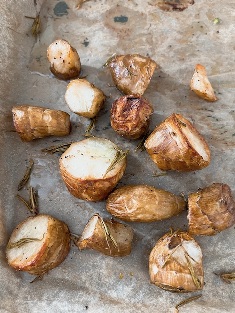 Roasted Jerusalem artichoke.