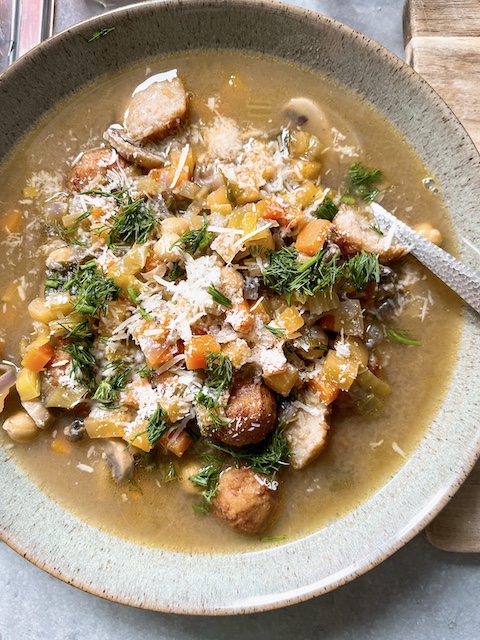 Mixed root vegetables soup.