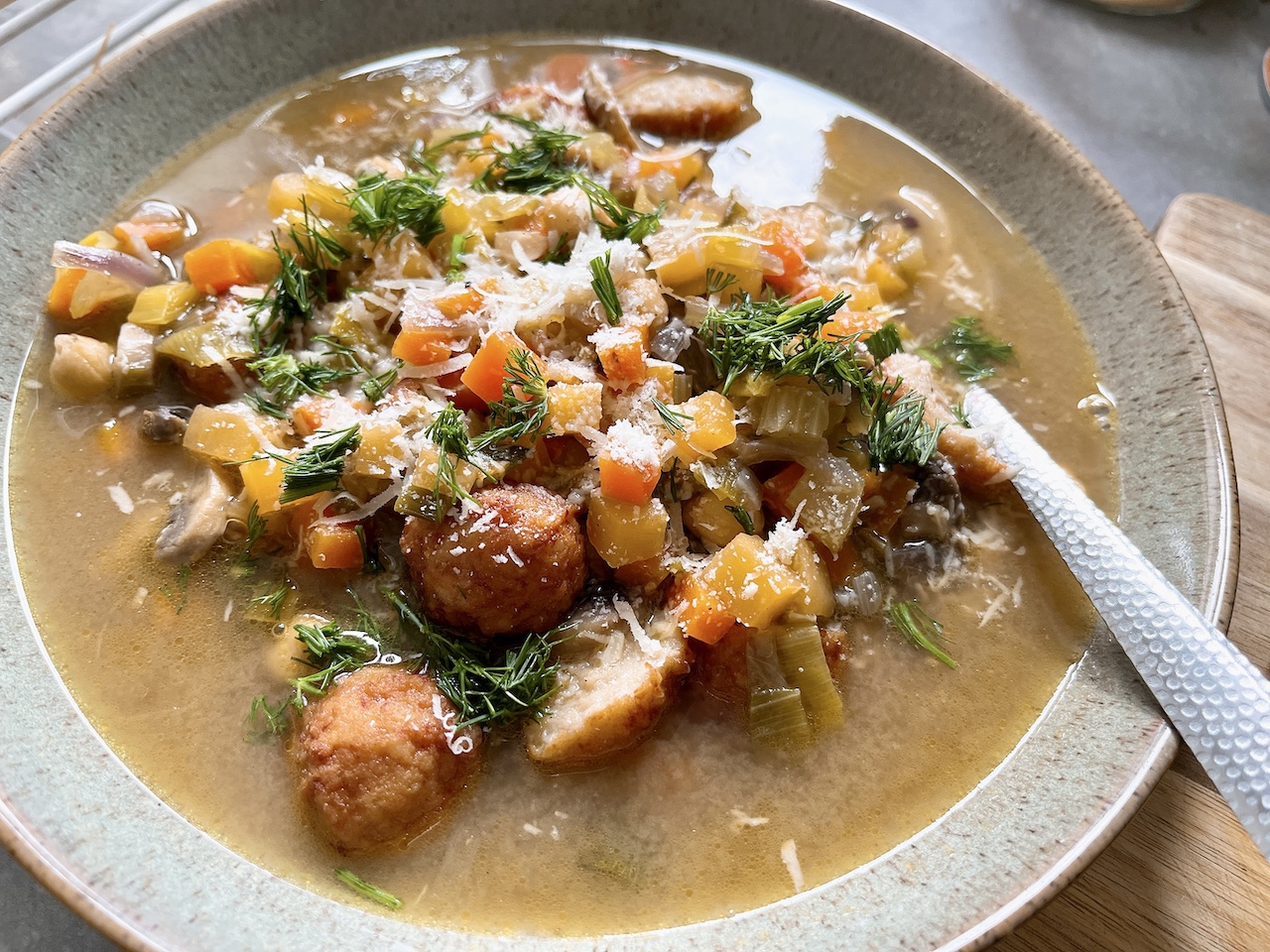 Mixed roots vegetables soup.