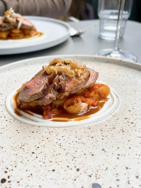 BOX-E: rump of lamb with cannellini beans.