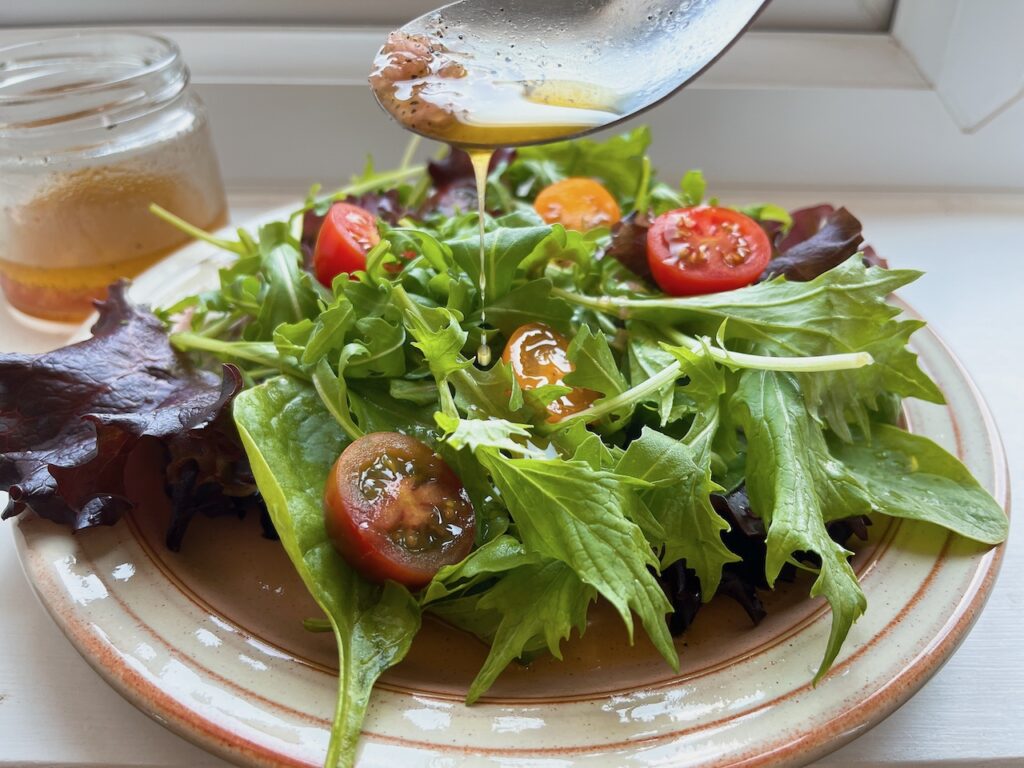 Basic red wine vinaigrette with salad.