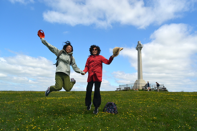 Jumping with Mom.