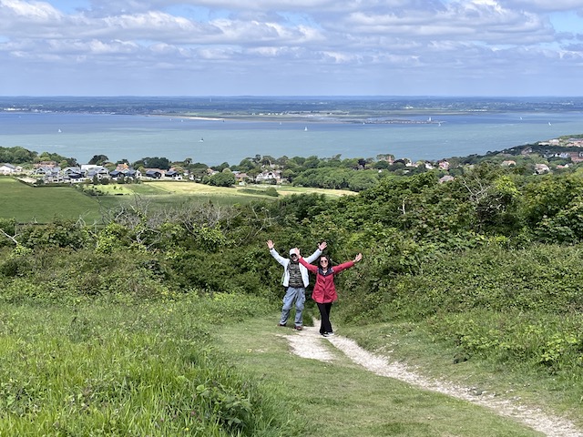 Just finishing a steep slope at the beginning of a hike.