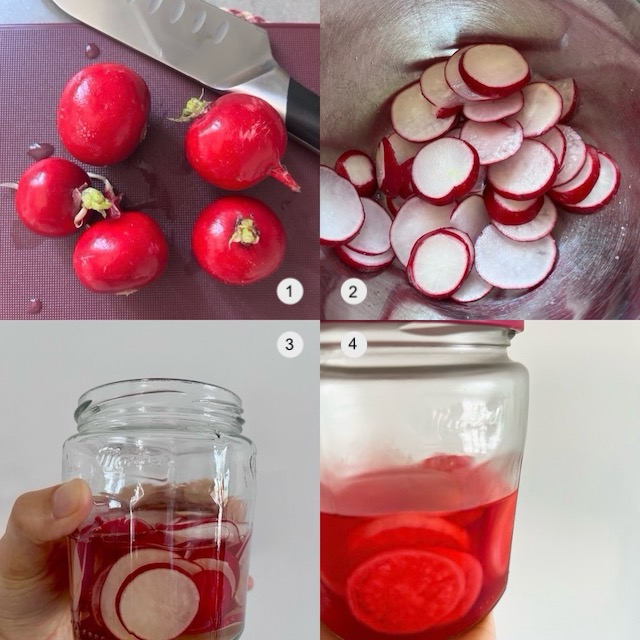 Making of radish pickles.