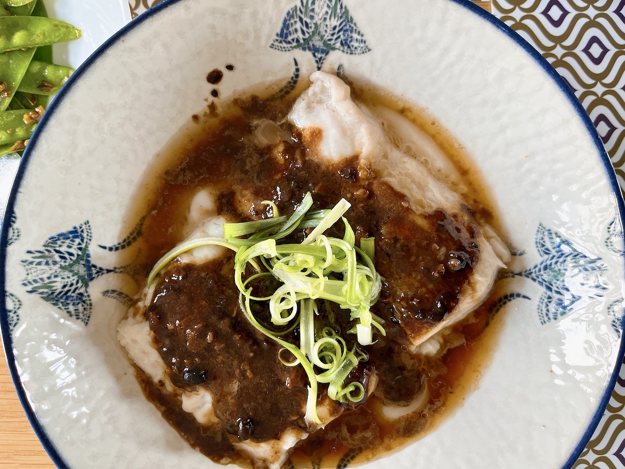 Steamed hake with black bean sauce.