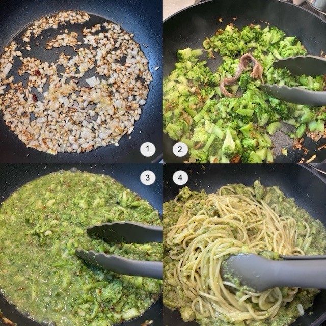 Making of broccoli pasta.