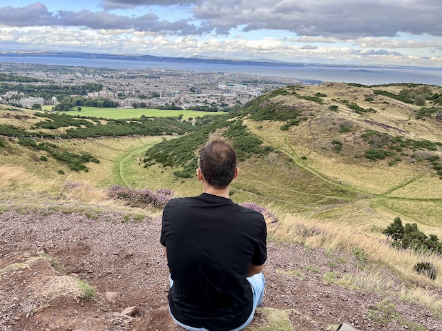 Overlooking Edinburgh on Arthur's Seat.