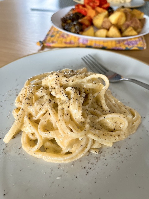 Linguine with lemon and Parmesan cheese.