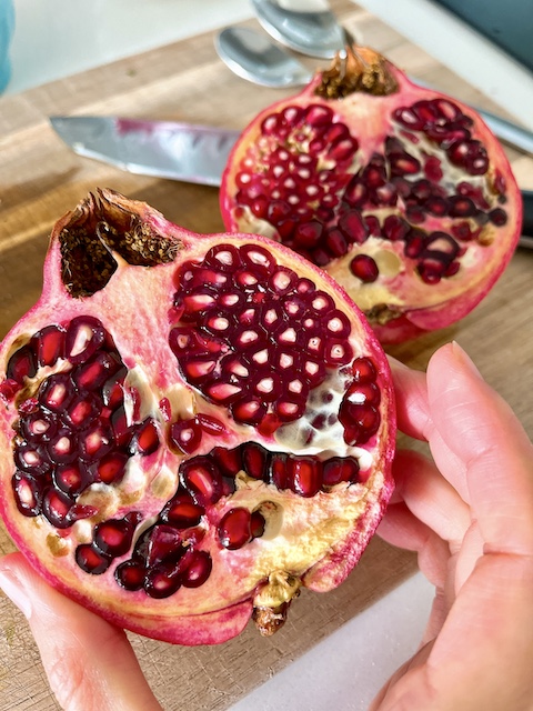A cut-opened pomegranate.