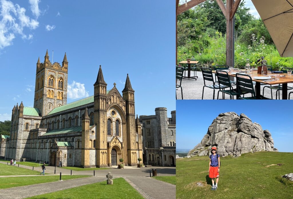 Buckfast Abbey, Riverford Field Kitchen and Haytor Rocks.