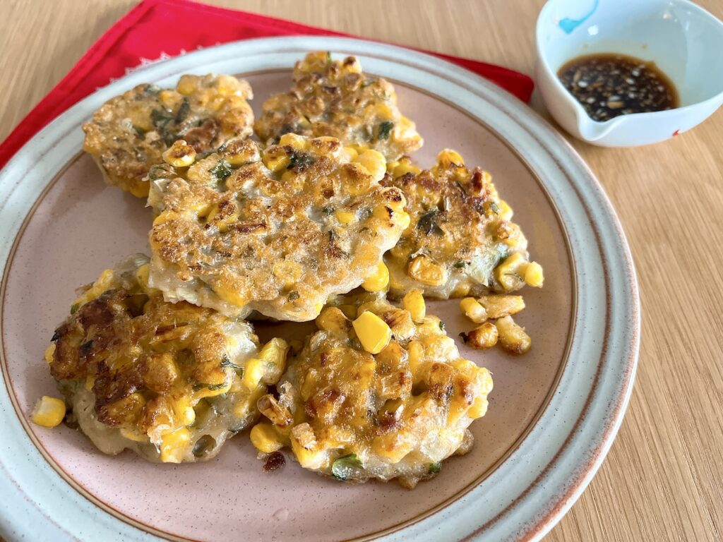 Japanese yuzu kosho corn fritters.