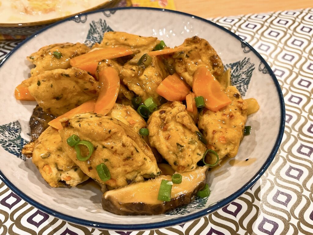 Chinese fried tofu puffs, pipa tofu.