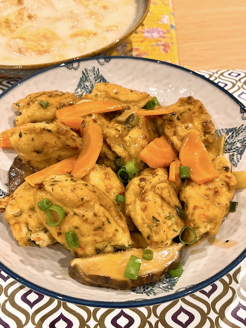 Chinese fried tofu puffs, pipa tofu.