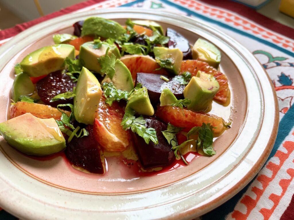 Avocado, beetroot and citrus salad.