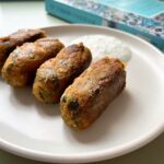 Turkish carrot rolls with mint yogurt.