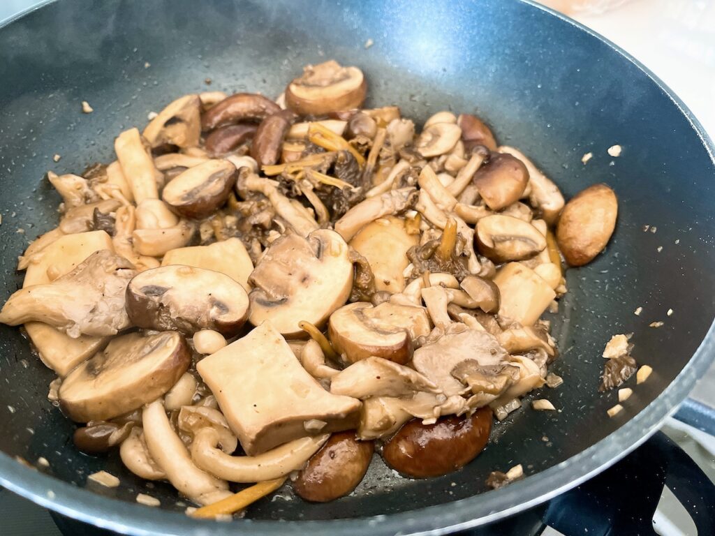 Sautéing mushroom medley.