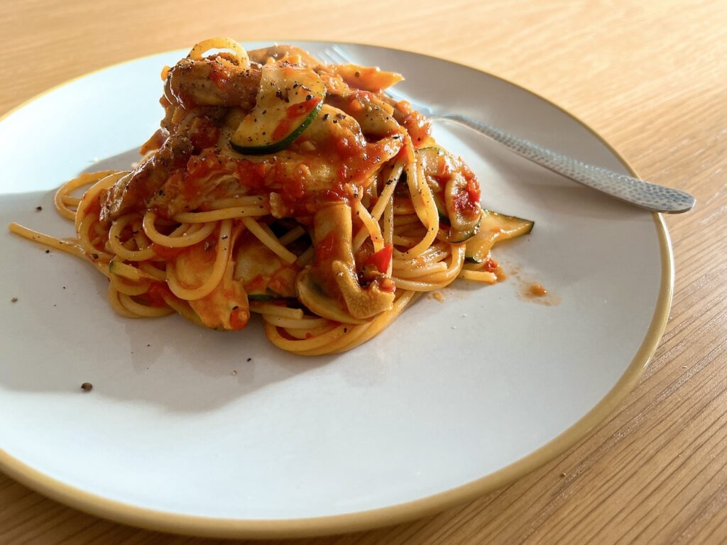Tomato gochujang pasta.