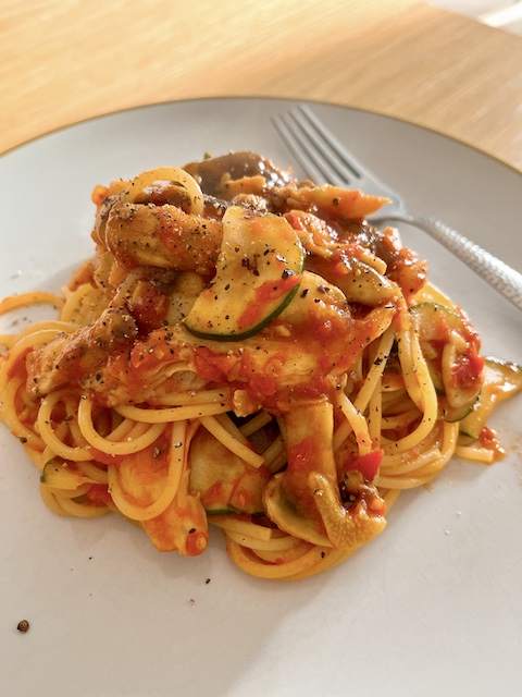 Tomato gochujang pasta.